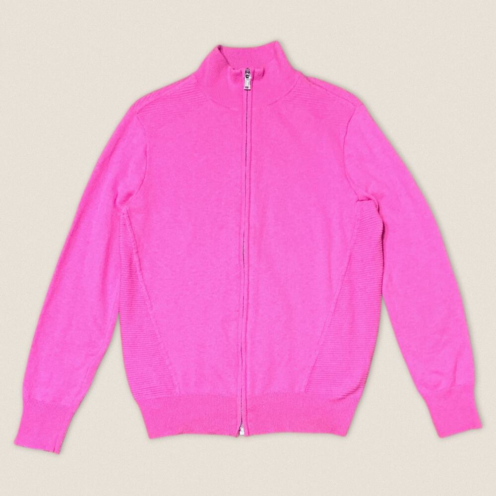 Ralph‎ Lauren Polo Golf Pink Cashmere Coolmax Blend Zip Sweater - Size Medium